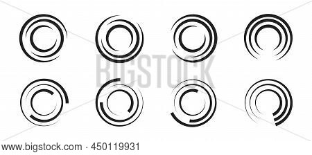 Set Of Lines In Circle Icon. Abstract Circular Shapes. Concentric Circle Icons Collection. Eps 10.
