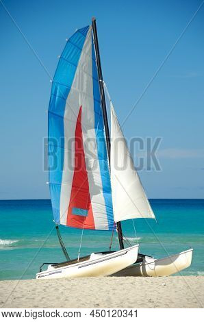 A Boat At Exotic Beace Varadero Cuba