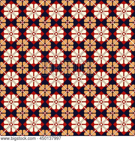 Abstract Ornamental Seamless Pattern. Linear Floral Ornament. Artistic Geometric Backdrop In Arab Or