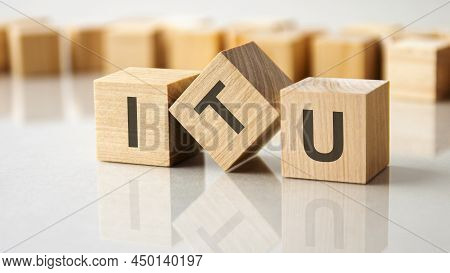 Business Conceptual Word Collected Of Wooden Elements With The Letters Itu