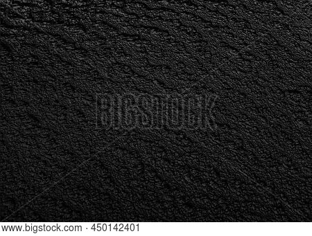 Black Color Leather Texture Background. Luxury Black Background For Text. Close Up Detail Of Flat Le