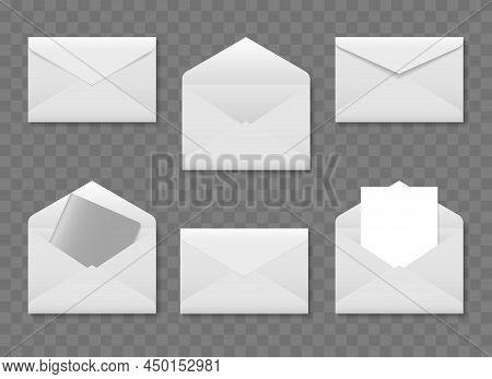 White 3d Envelopes. Webmail Message Blanked Opened Sent Envelope Vector Images, Subscribe Contact Ma