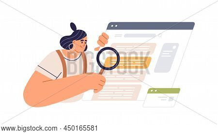 Internet User During Online Search Of Data, Information. Web Analysis And Ceo Concept. Person Checki
