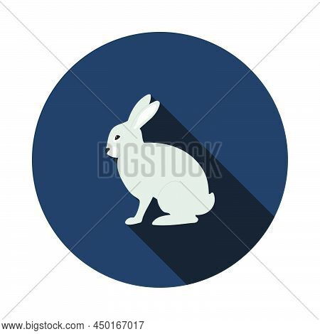 Easter Rabbit Icon. Flat Circle Stencil Design With Long Shadow. Vector Illustration.