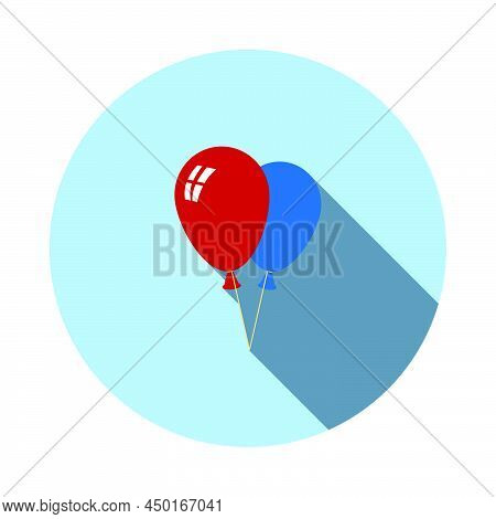 Two Balloons Icon. Flat Circle Stencil Design With Long Shadow. Vector Illustration.
