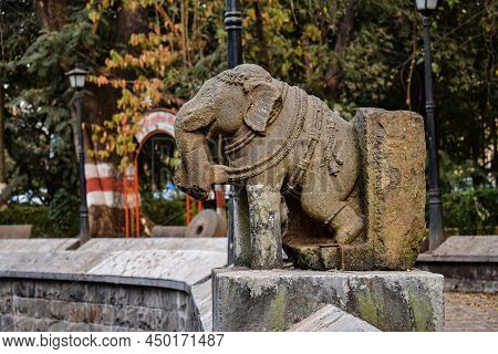 Stock Photo Of Ancient Carved Elephant Statue Or Elephant Sculpture In Old Hindu Temple At Kolhapur 