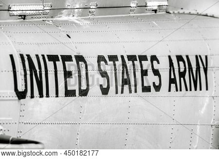 Text United States Army On Fighter Or Helicopter