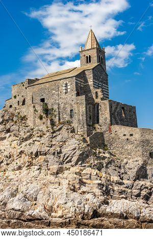 Medieval Church Of Saint Peter (san Pietro, V-xiii Century) In Romanesque Gothic Style. Portovenere 