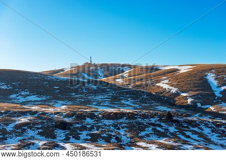 Panoramic View Of Lessinia Plateau Regional Natural Park (altopiano Della Lessinia) And The Mountain