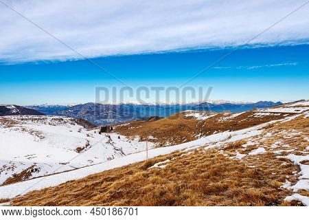 Mountain Range Of The Adamello Brenta National Park And The Baldo Mountain (monte Baldo), From The L