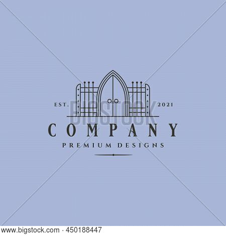 Minimalist Gate Line Logo Vector Symbol Illustration Design, Line Art Style