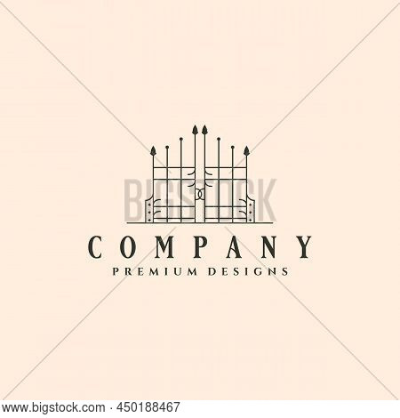Gate Logo Icon Vector Minimal Illustration Design, Line Art Logo Design