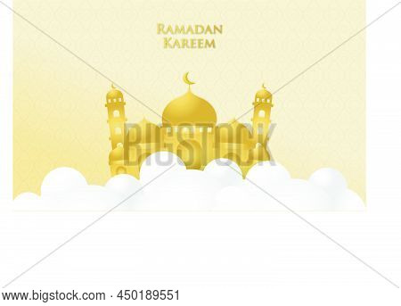 Eid Mubarak White Luxury Islamic Background With Mosque Gold