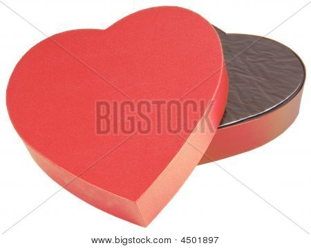 Caixa de Chocolate dourada isolada em forma de coração aberto