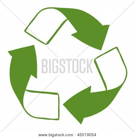 Illustration d'un signe de recyclage vert sur fond blanc