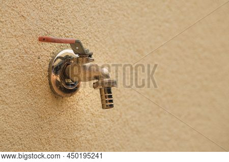 Outdoor Faucet Or Hose Bib With Copy Space