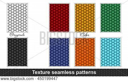 Abstract Circles Textured Seamless Pattern Set. Small Size Look Like Little 3d Balls, Beads Or Peas.