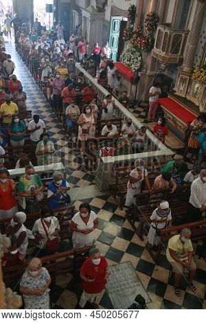 Salvador, Bahia, Brazil - December 13, 2021: Faithful Celebrate Santa Luzia Day - Patron Of Ophthalm