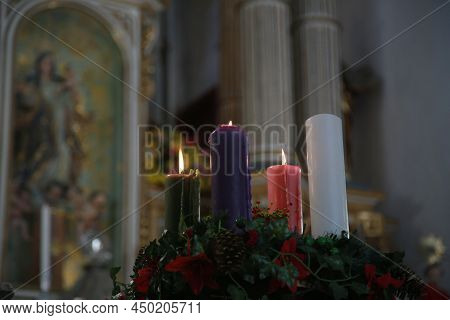 Salvador, Bahia, Brazil - December 13, 2021: Candles At Nossa Senhora Do Pilar And Santa Luzia Churc