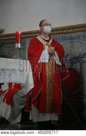 Salvador, Bahia, Brazil - December 13, 2021: Sergio Rocha, Archbishop Of Salvador During Mass In Hon