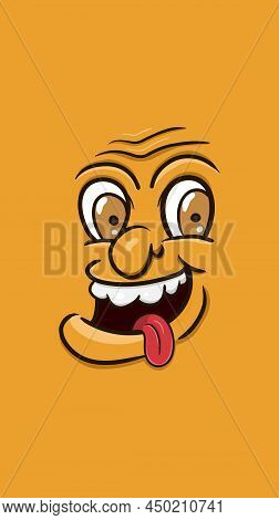 Cartoon People Face With Funny Expression For Background And Walpaper. Clip Art Vector. Vector And I