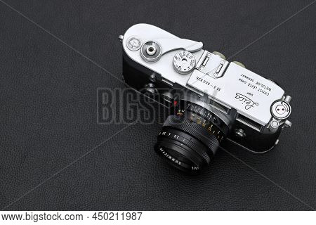 Kagawa, Japan - February 27, 2022: Leica M3 Rangefinder Camera With Leitz 50mm F2 Summicron M-mount 
