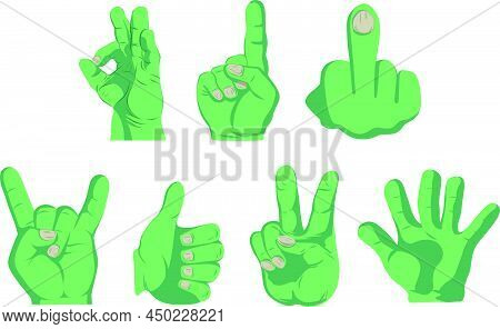 Big Comic Green Hand Gestures