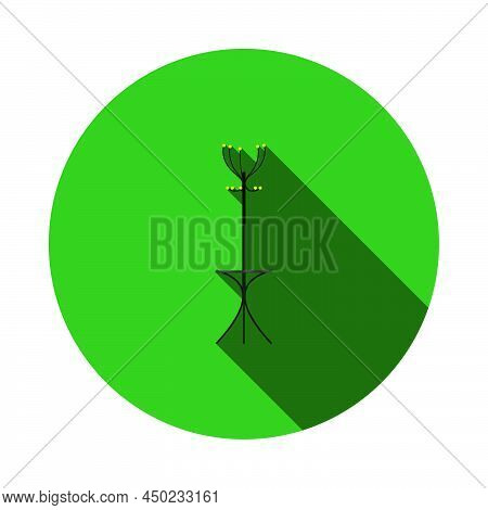 Office Coat Stand Icon. Flat Circle Stencil Design With Long Shadow. Vector Illustration.
