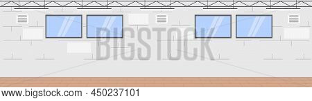 Industrial Building Or Modern Factory Vector Illustration. Manufacturing, Production, Plant Or Wareh