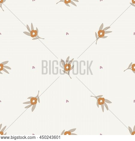 Gender Neutral Sprigged Foliage Seamless Vector Background. Simple Whimsical Botanical 2 Tone Patter