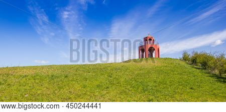 Red Tower On Top Of The Hill In Reiderwolde, Netherlands