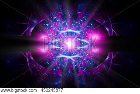 Abstract Illustration Computer Generated Fantastic Crystals Of Various Shapes And Shades On A Black