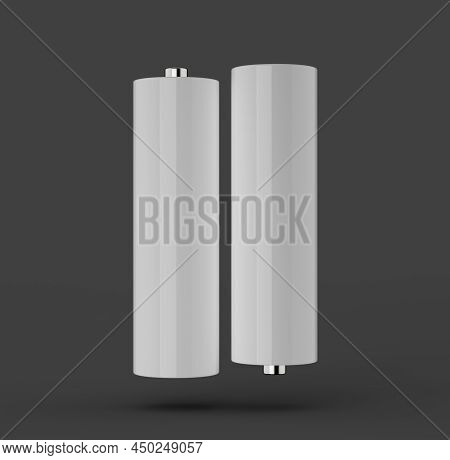 Aa Size Battery Isolated On White Background Blank Rechargeable Battery Aa Or Aaa Size 3d Illustrati