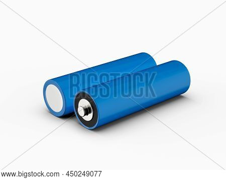 Aa Size Battery Isolated On White Background Blank Rechargeable Battery Aa Or Aaa Size 3d Illustrati