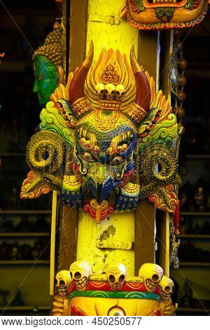 Ladakh , India - May 15 , 2019 :  Ladakh , India - May 15 , 2019 :  Religious Souvenirs Mask For Sal