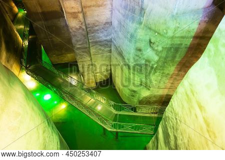 Inside Palombaro Lungo, The Huge Underground Water System Dug Cistern Of Matera.