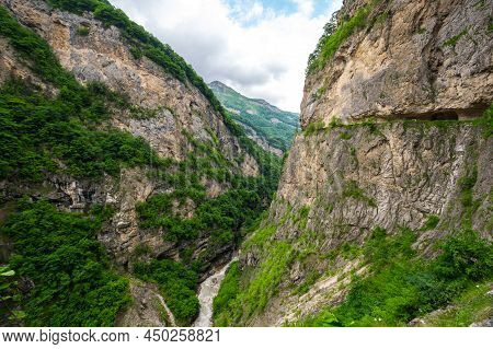 View Of Cherek Gorge In The Caucasus Mountains In Kabardino-balkaria, Russia