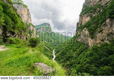View Of Cherek Gorge In The Caucasus Mountains In Kabardino-balkaria, Russia