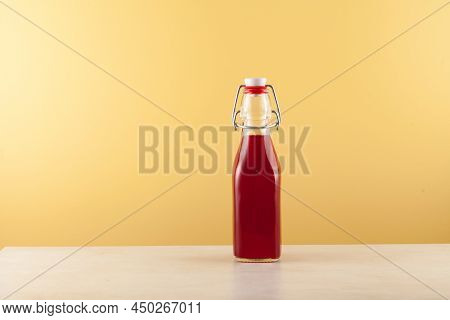 Bottle Of Salgam Or Salgam Suyu. Popular Turkish Fermented Drink.  Traditional Beverage Made With Wa