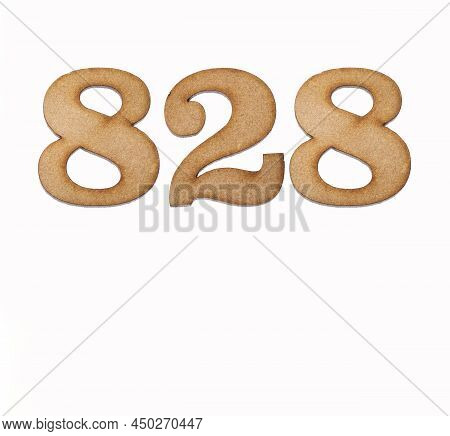 Number 828 - Piece Of Wood Isolated On White Background