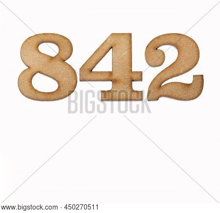 Number 842 - Piece Of Wood Isolated On White Background