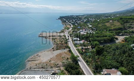 Aerial View Of The Hilly Area Of Tondo Village Near Palu Bay. Located In Central Sulawesi. Palu, Ind