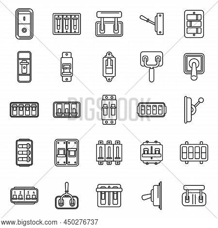 Breaker Switch Icons Set Outline Vector. Cable Chopper. Circuit Switch