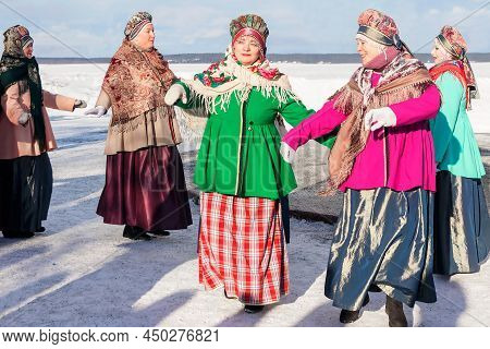 Petrozavodsk, Russia - February 12th,2022: The Women`s Group Of The Folk Ensemble Of Russian Song `k