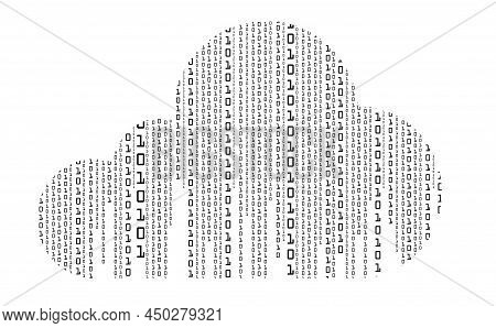 Background Of Binary Code In The Form Of A Cloud. Digital Binary Data With Streaming Digital Code. F