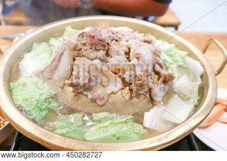 Grilled Pork In The Oven, Thai Food And Korean Food Or Grilled Pork In The Pan
