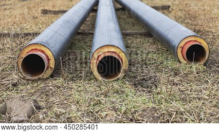 Metal Pipes With Thermal Insulation Of The District Heating System For Minimal Heat Loss. Sustainabl