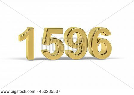 Golden 3d Number 1596 - Year 1596 Isolated On White Background - 3d Render