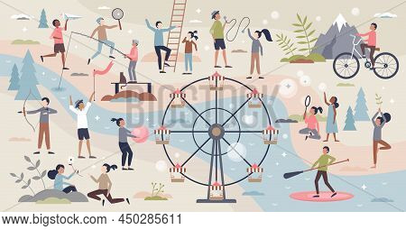 Active Kids Scenes With Happy Children Activities Tiny Person Collection Set. Enjoy Sport And Play E
