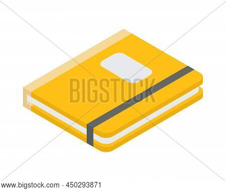 Yellow Paper Closed Notepad With String For Writing Memo Message Or Diary Isometric Vector Illustrat